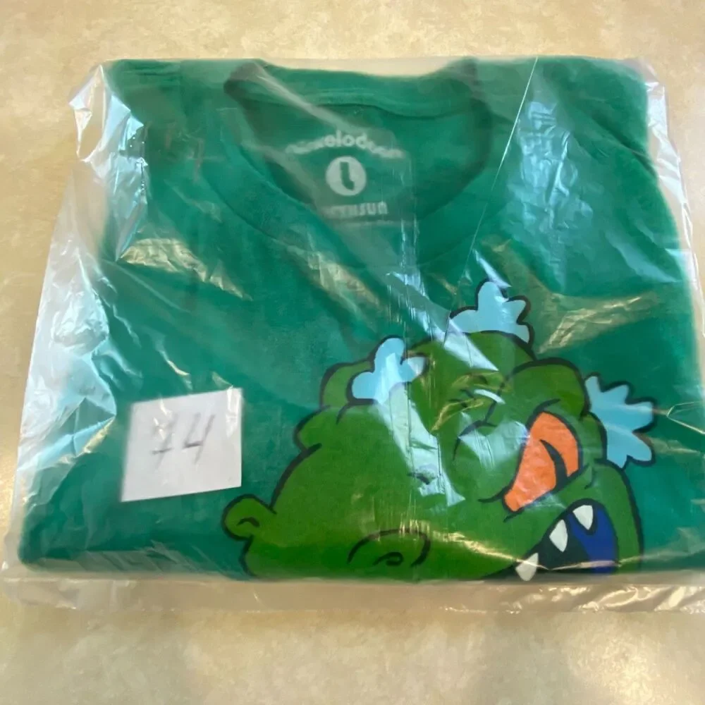 Nickelodeon Rugrats Reptar Graphic T-Shirt Green Men Size L Short Sleeve Tee